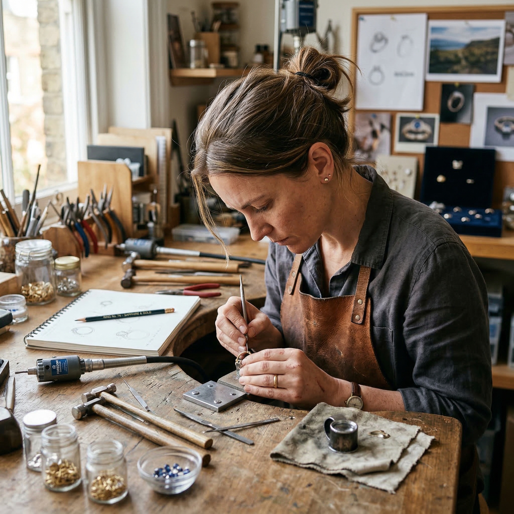 Custom jeweller working at their craft in the Niagara region