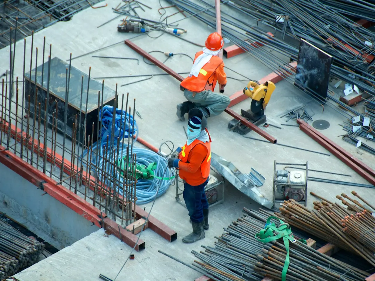 Construction contractor working on a commercial building